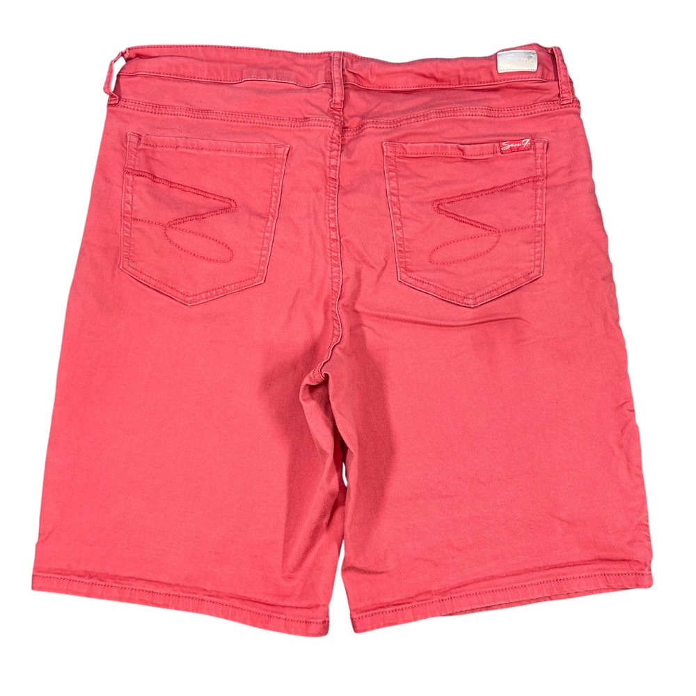 Seven7 Holly Berry Red Sunset Bermuda Shorts Stretch Womens Size 16 - Picture 2 of 9